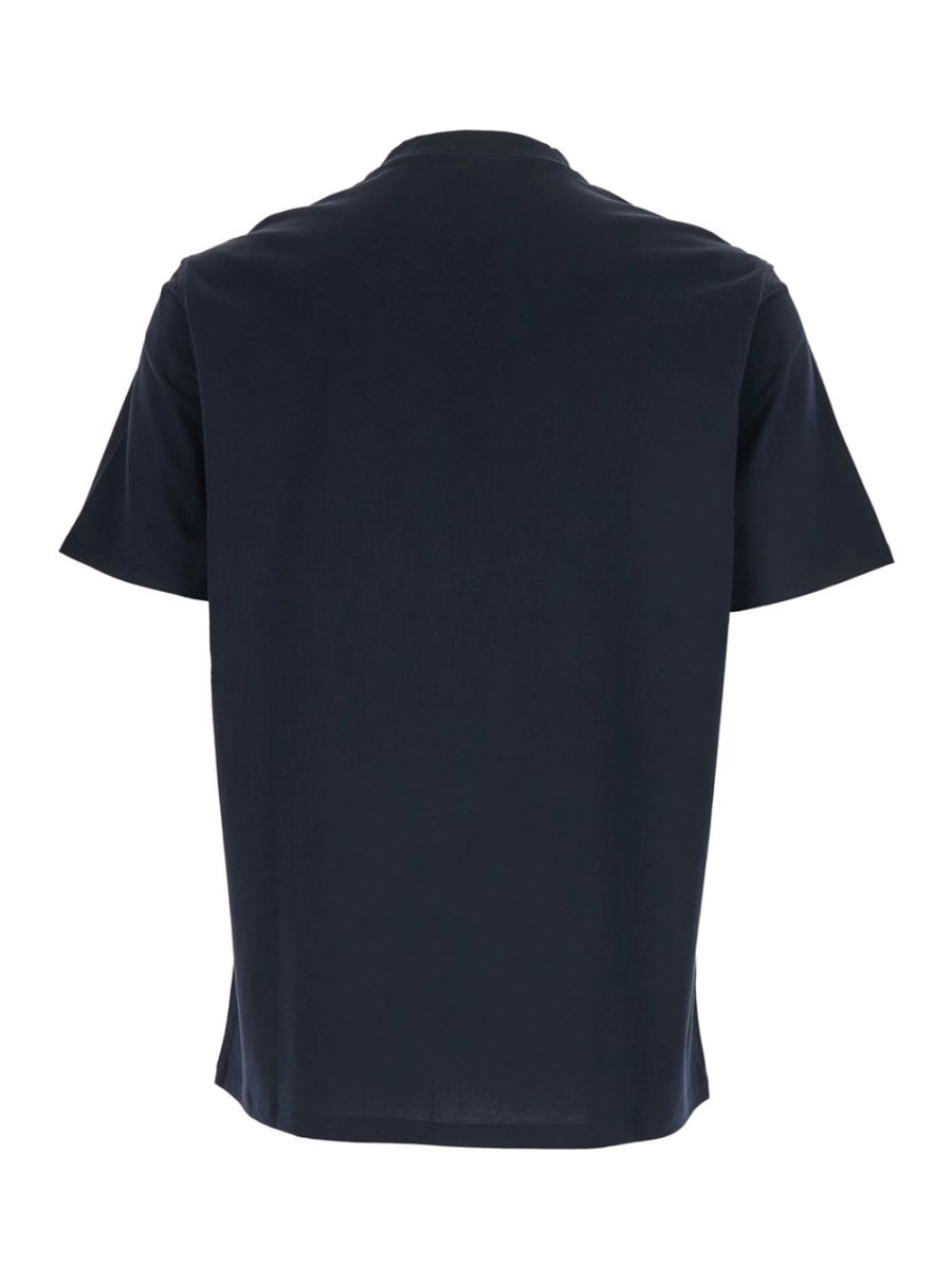 Emporio Armani T-Shirt 'Girocollo' con Ricamo Logo sul Fronte in Cotone Blu Uomo, view 2