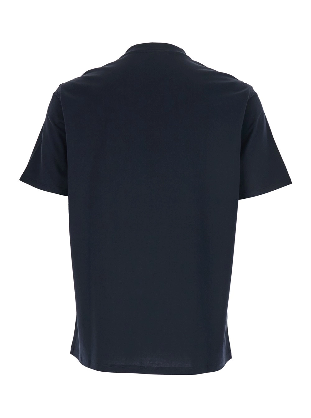 Emporio Armani T-Shirt 'Girocollo' con Ricamo Logo sul Fronte in Cotone Blu Uomo, view 2