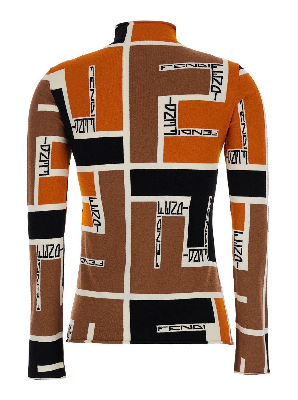 Fendi Maglia a Collo Alto in Misto Viscosa Arancione Donna, view 2
