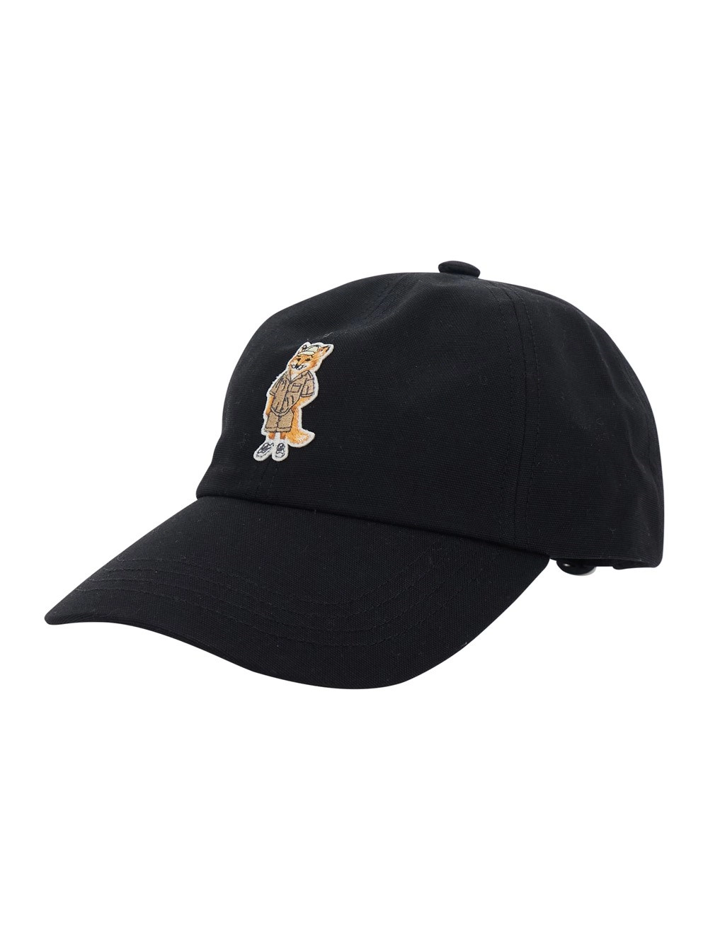 Maison kitsuné DRESSED FOX CAP - Nero - Cappello con logo ricamato sul fronte - In Cotone - Unisex