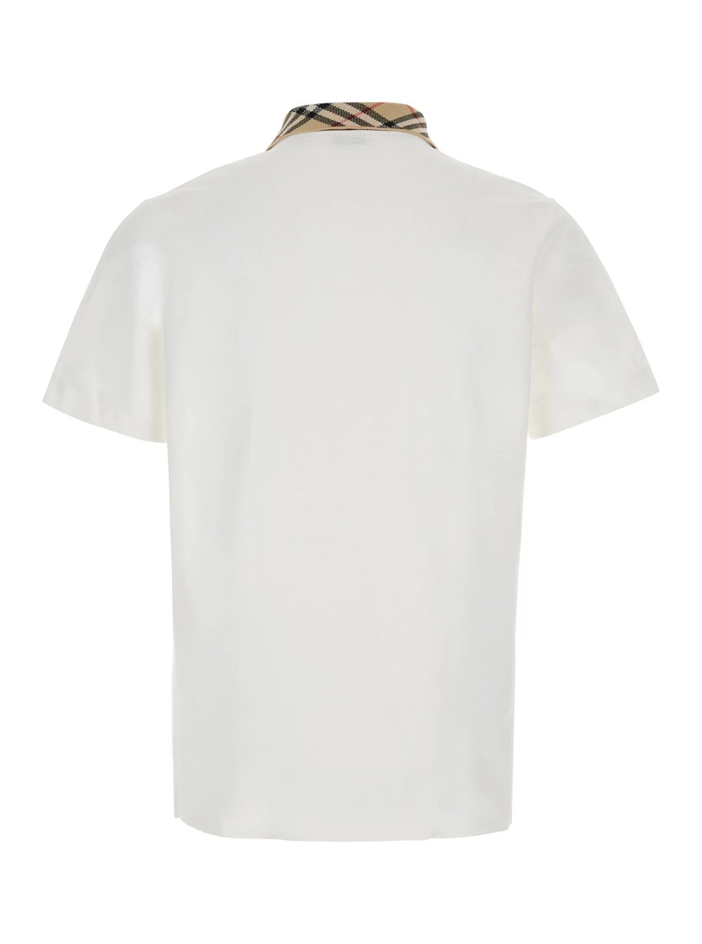 Burberry Polo 'EVAN' con colletto con motivo Check in cotone bianca uomo, view 2