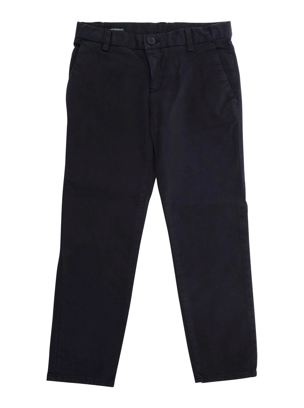 Emporio armani kids Pantaloni con Passanti per Cinture e Placca Logo sul Retro in Cotone Blu Bambino