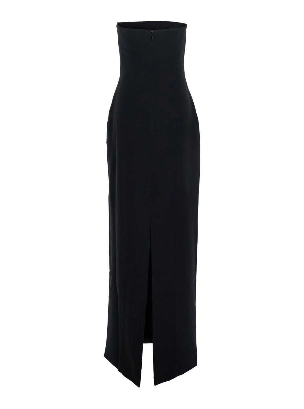 Solace london Abito Lungo 'Anderson' con Spalle Socperte e Spacco sul Retro in Twill Nero Donna, view 2