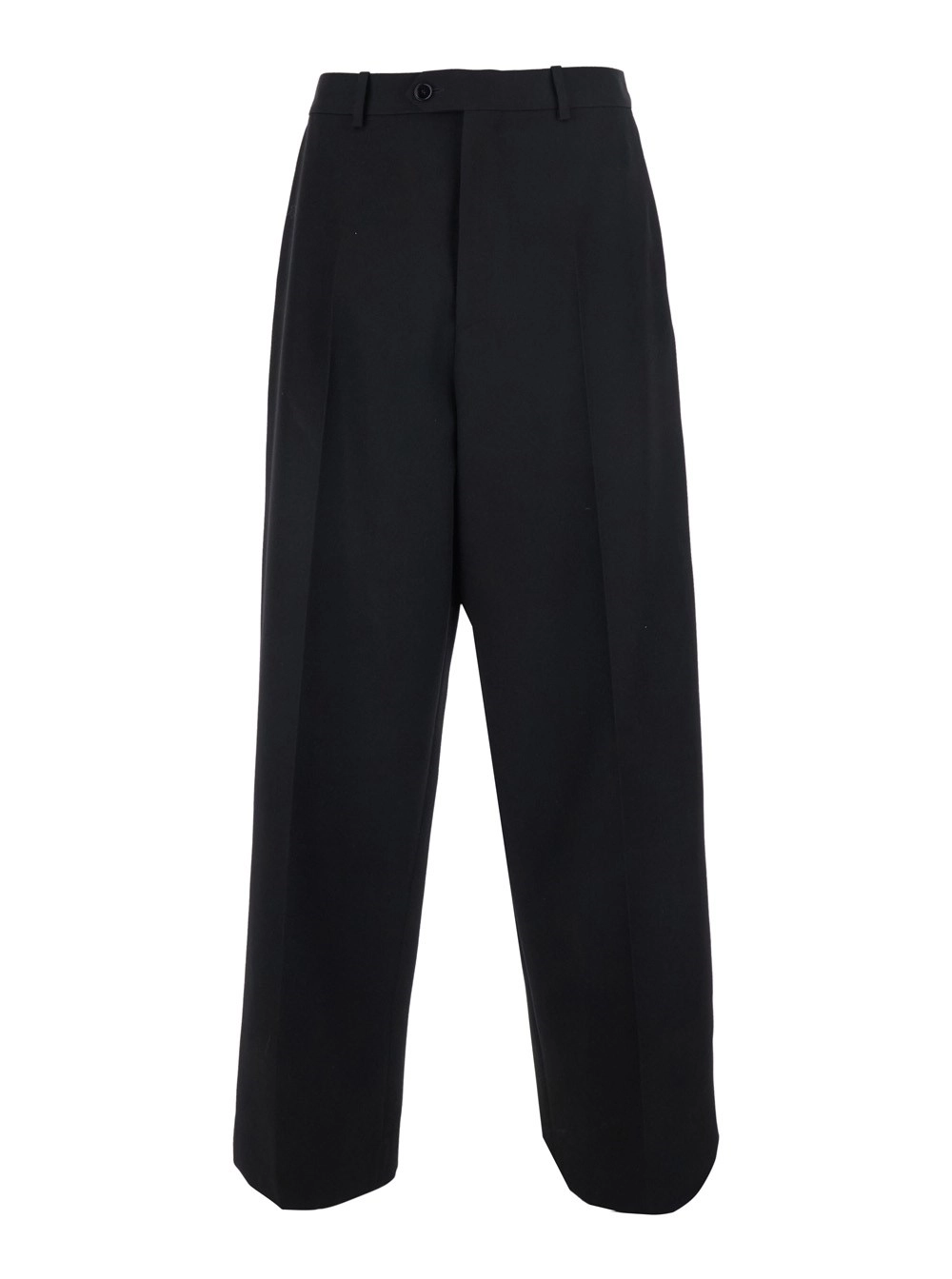 Balenciaga Pantaloni con Chiusura con Bottone e Zip sul Fronte in Lana Neri Uomo