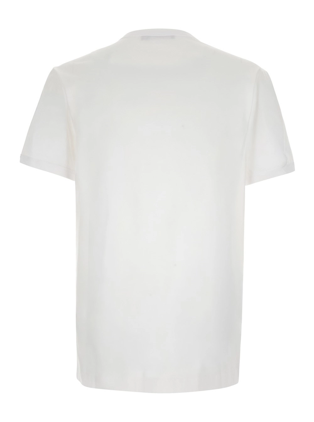 Dolce & Gabbana T-shirt girocollo con ricamo logo sul fronte in cotone bianca uomo, view 2