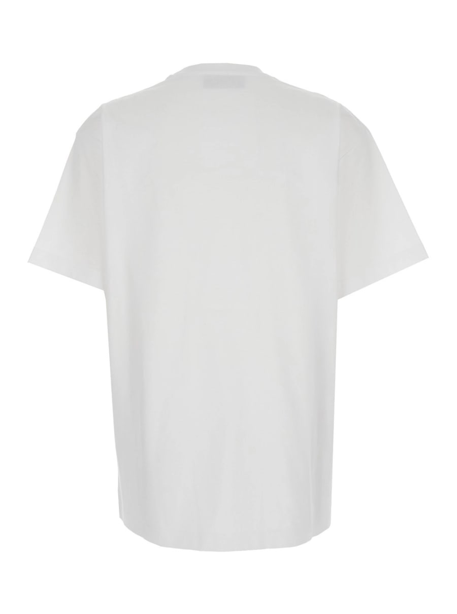 Gucci T-Shirt Girocollo con Ricamo GG Tono su Tono sul Fronte in Cotone Bianca Donna, view 2