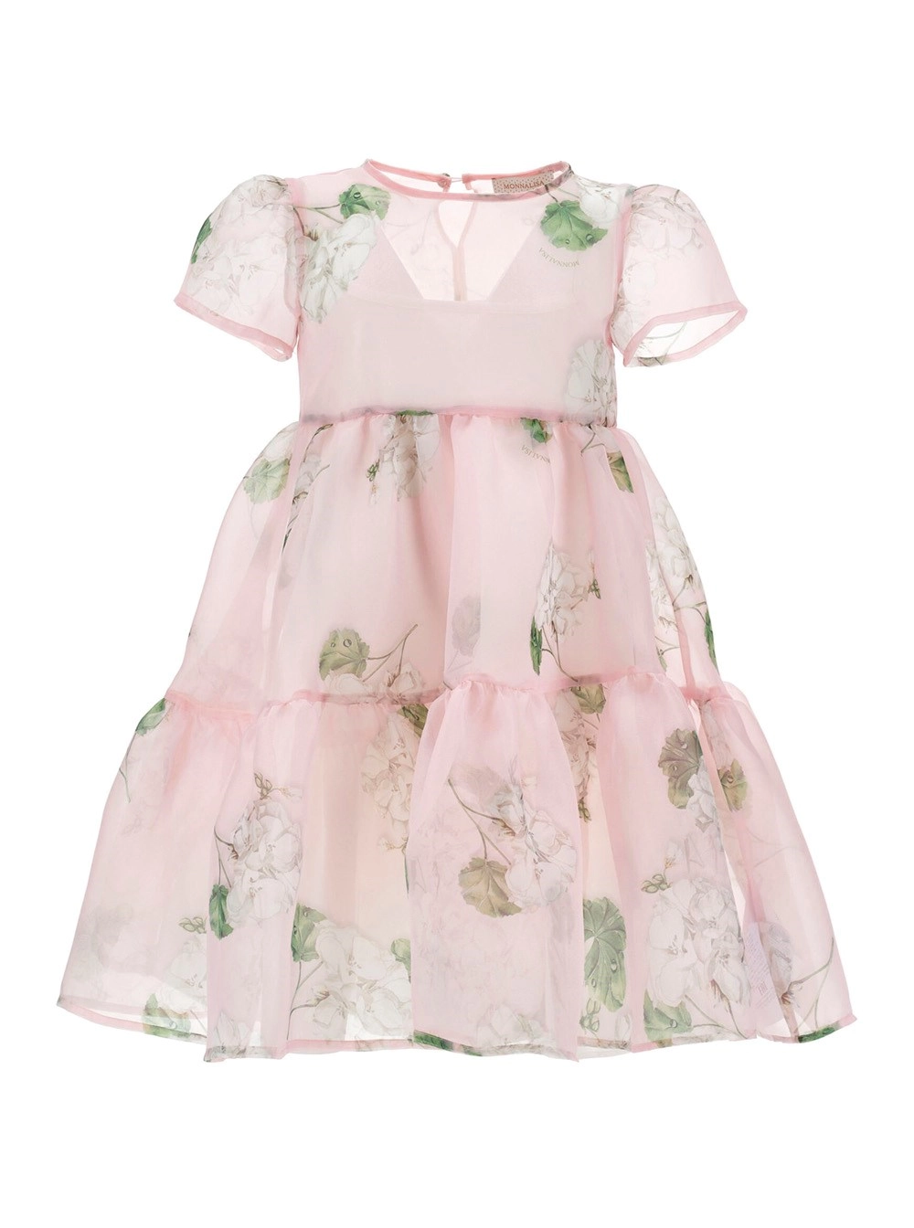 Monnalisa kids Abito con Design Semi Trasparente e Motivo Floreale All-Over in Cotone rosa Bambina
