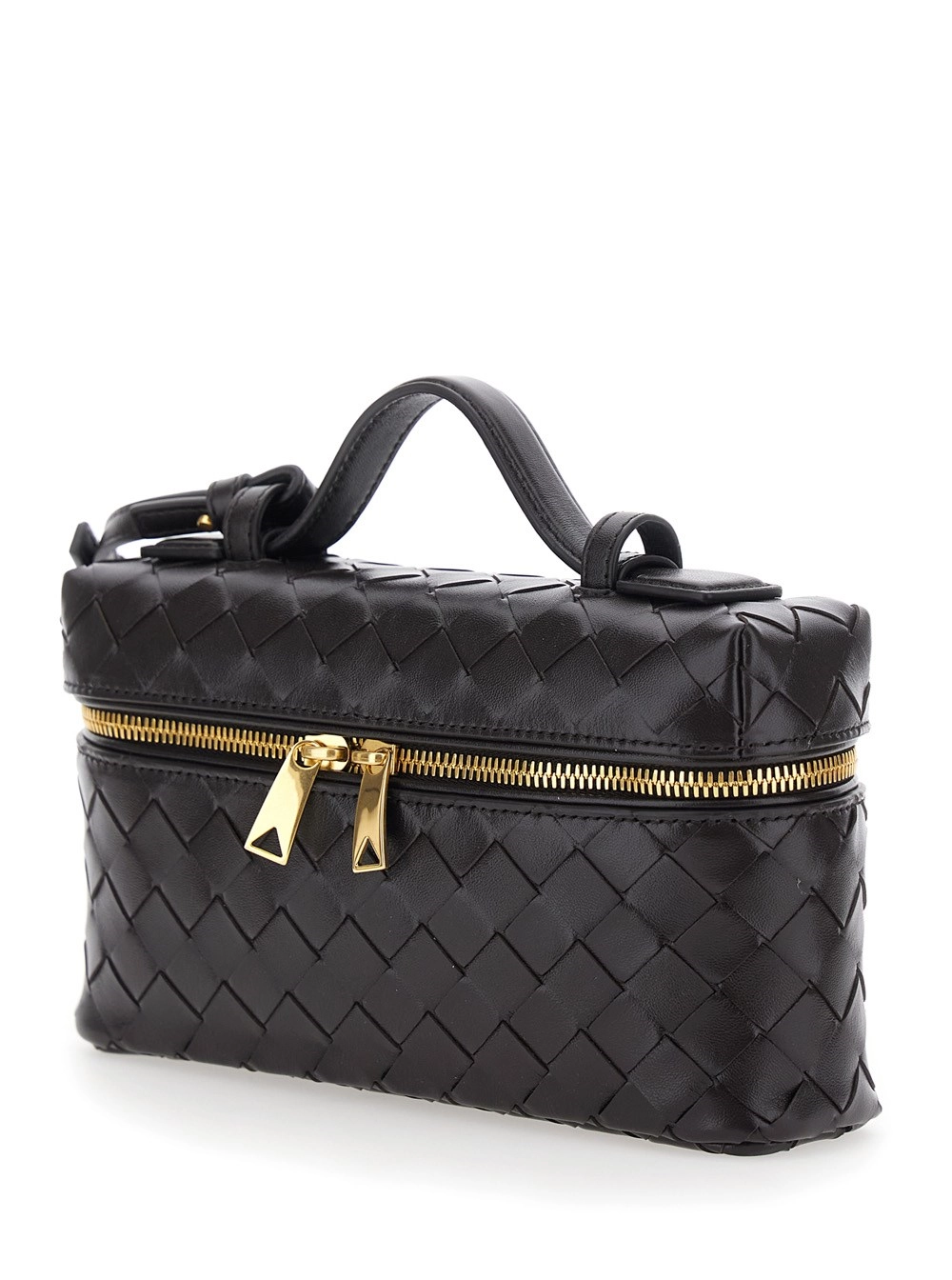 Bottega Veneta Borsa a Tracolla 'Bang Bang' con Tracolla Regolabile e Removibile e Motivo Intrecciato in Pelle Scamosciata Nera Donna, view 2