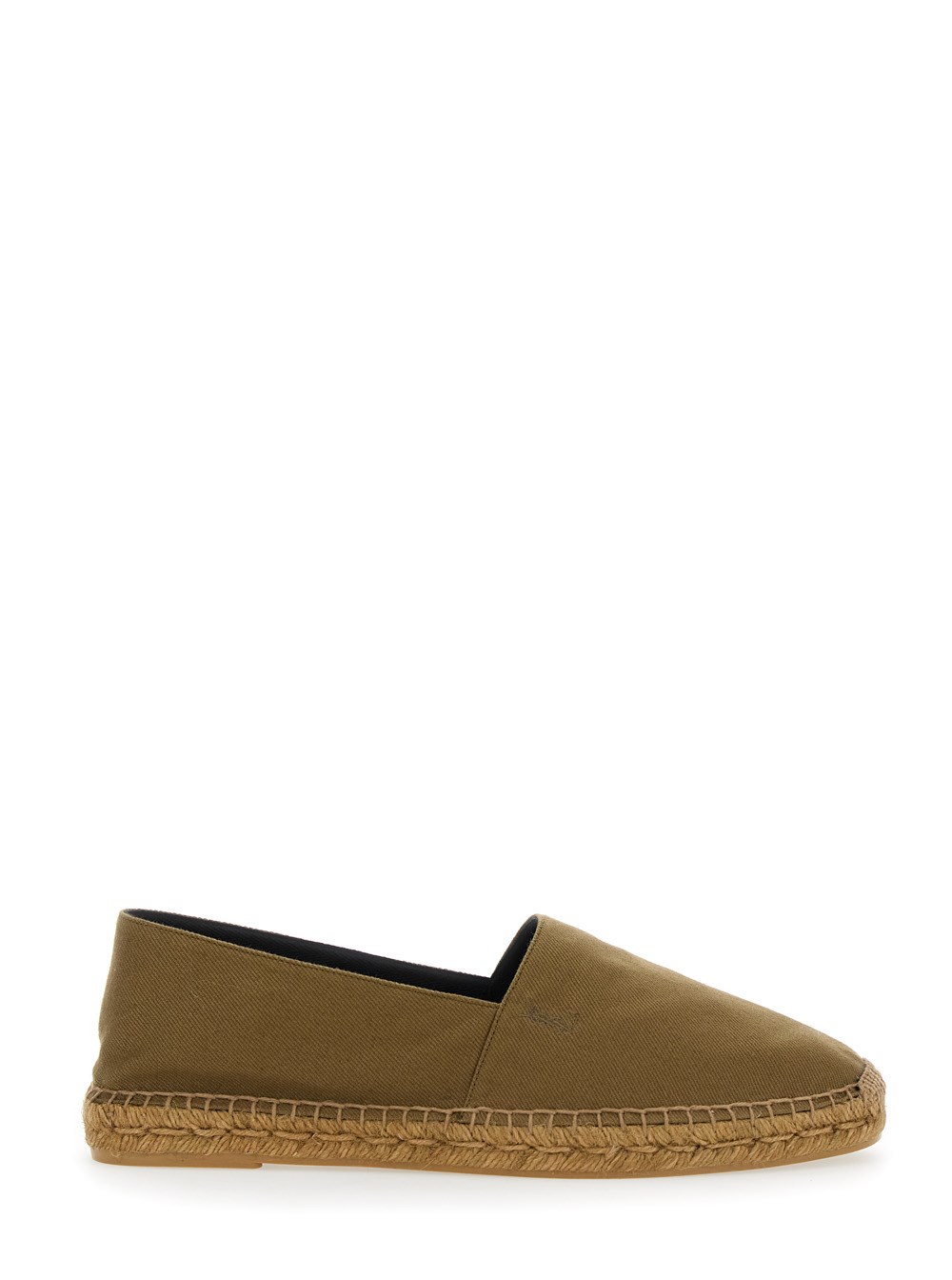 Saint Laurent Espadrillas con Ricamo Cassandre Tono su Tono sul Lato e Punta Arrotondata in Cotone Marroni Uomo