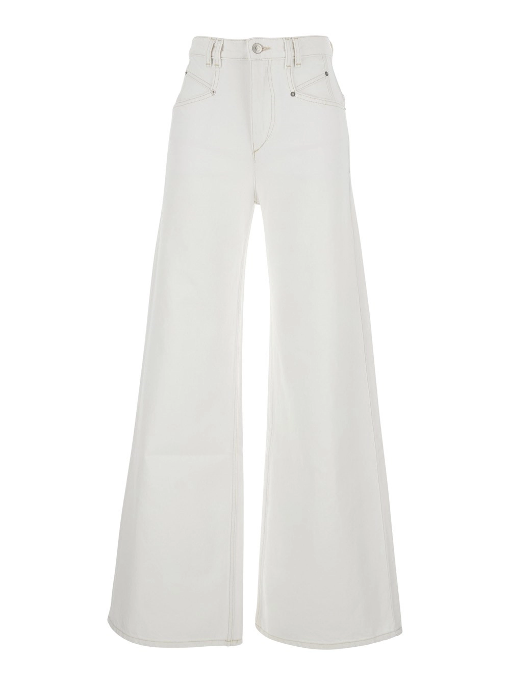 Isabel Marant Jeans 'Lemony' con Patch Logo sul Retro in Denim Bianco Donna