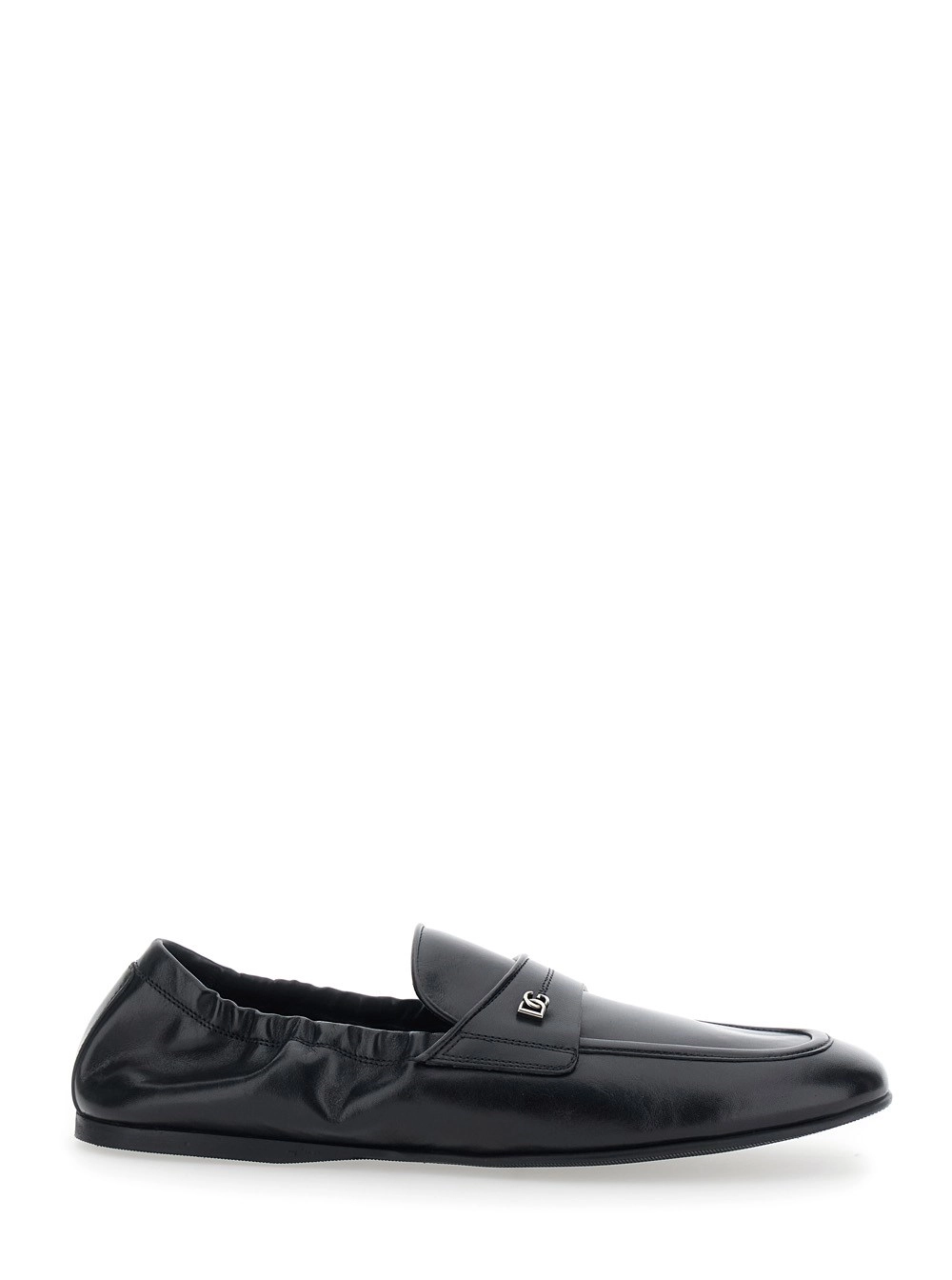 Dolce & Gabbana Mocassini 'ARIOSTO' con retro elasticizzato e placca DG in pelle neri uomo