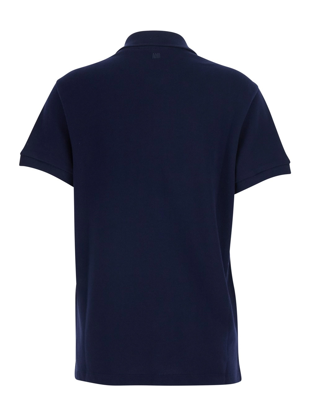 AMI Paris Polo con Colletto Classico e Ricamo ADC sul Fronte in Cotone Blu Donna, view 2