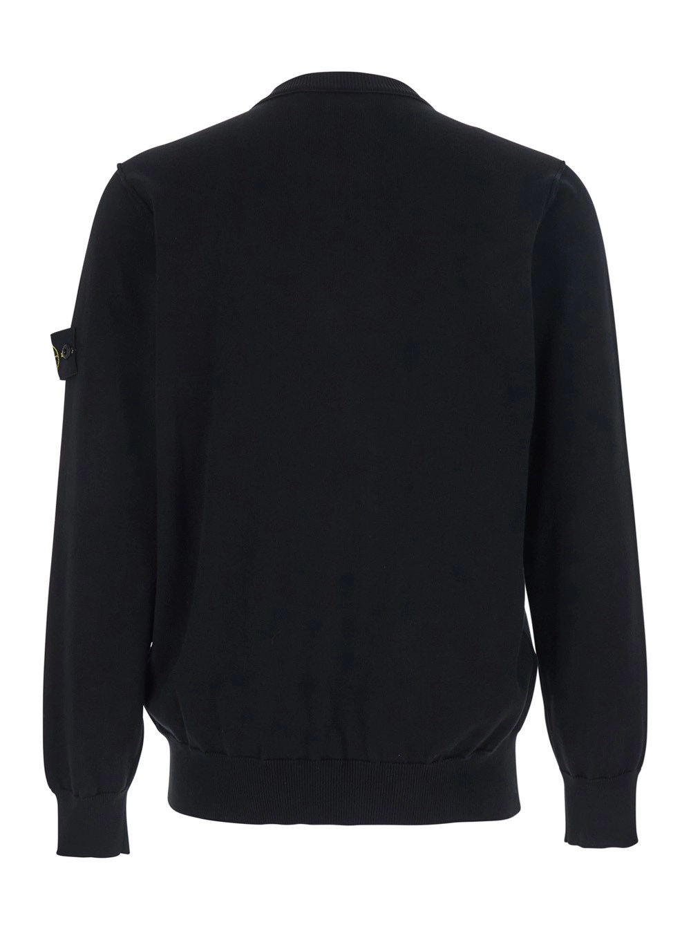 Stone Island T-Shirt con Girocollo e Patch Logo sulla Manica in Cotone Nera Uomo, view 2