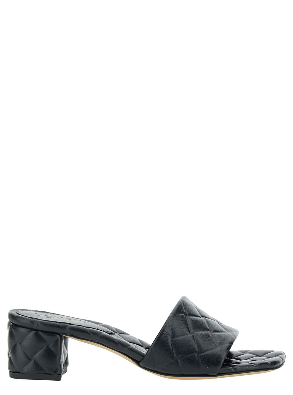 Bottega Veneta Mule con Motivo Intreccio in Pelle Nera Donna