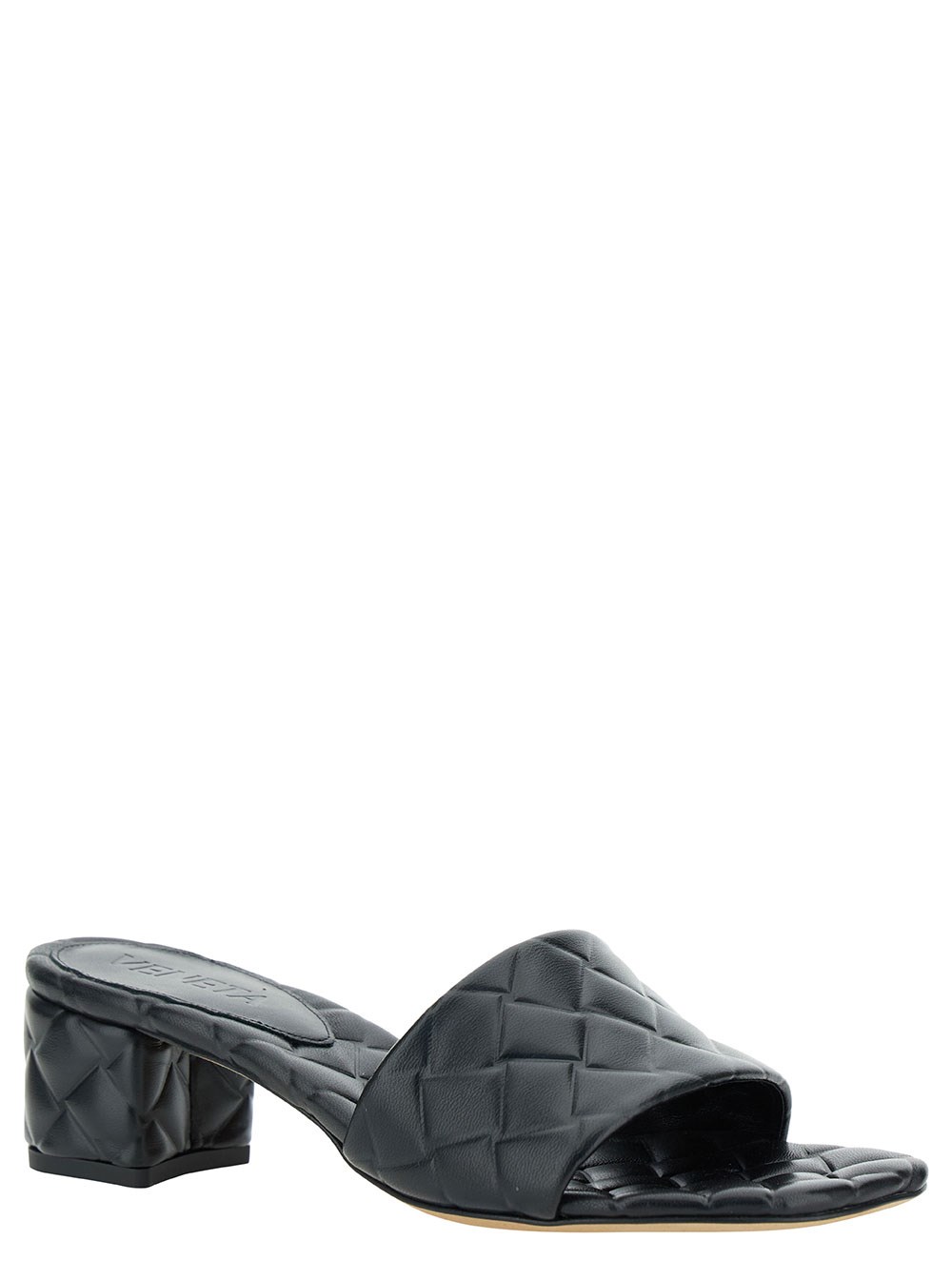 Bottega Veneta Mule con Motivo Intreccio in Pelle Nera Donna, view 2