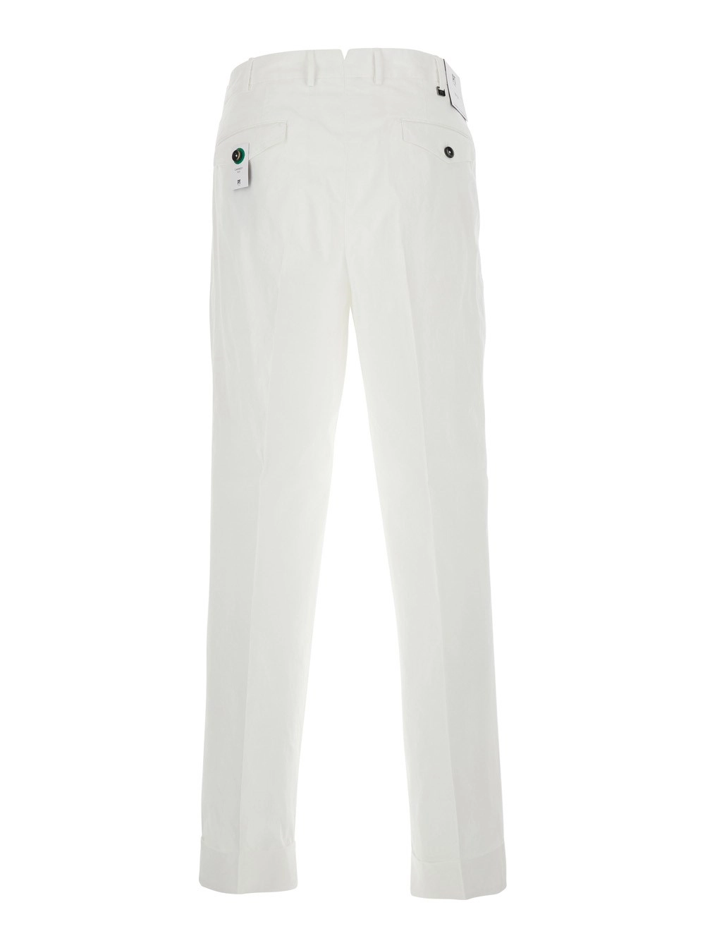 PT Torino Pantaloni Bianchi con Passanti per Cinture e Pence sul Fronte in Cotone Uomo, view 2