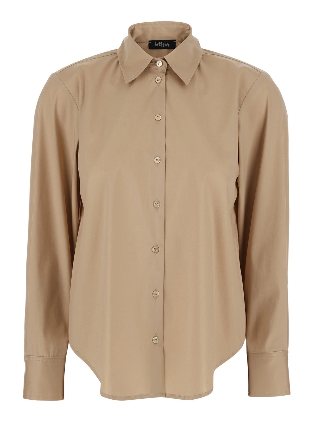 Leplain Camicia con Colletto Classico e Polsini con Bottone in Cotone Beige Donna