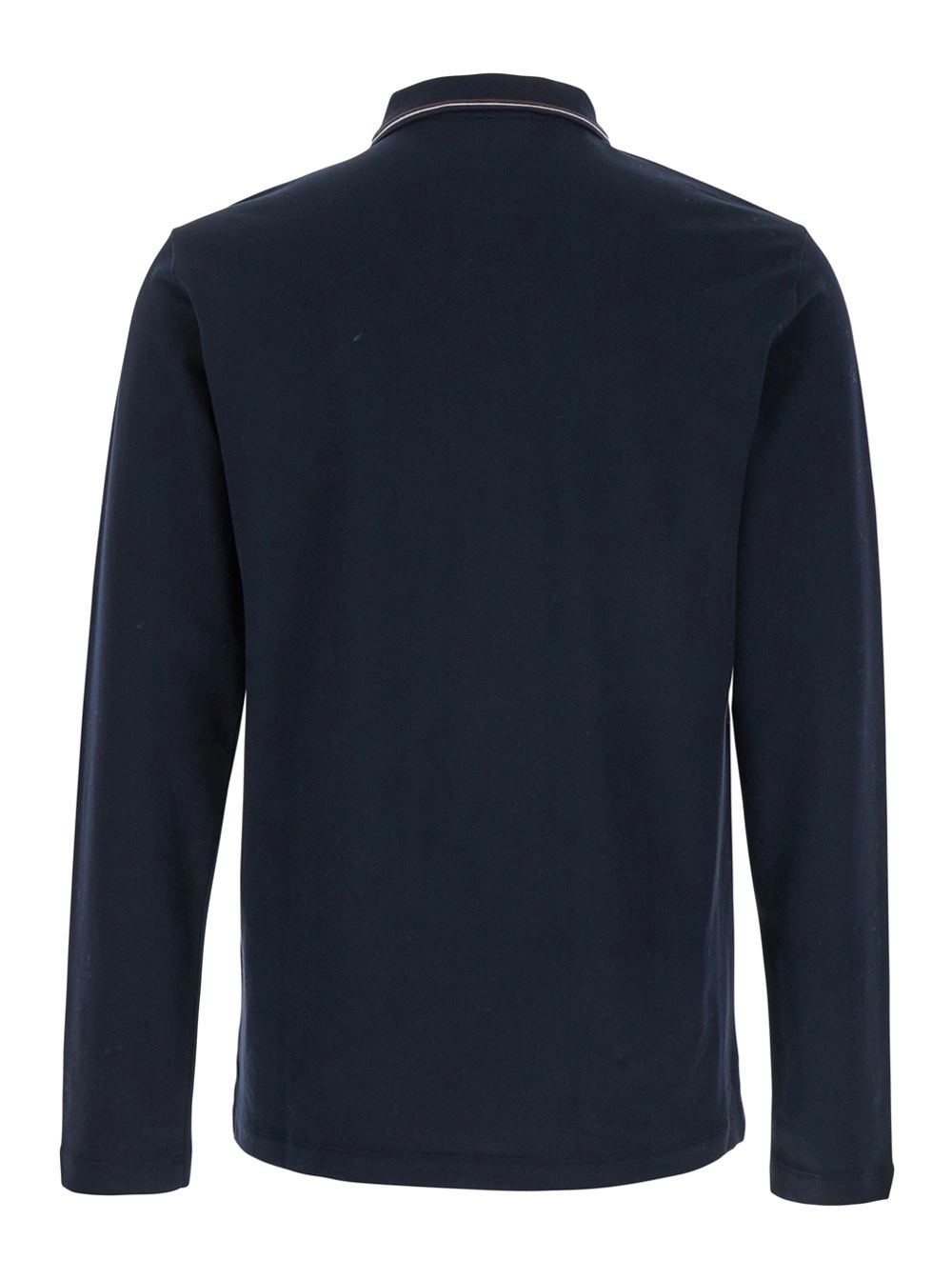 Emporio Armani Polo a Maniche Lunghe con Ricamo Logo in Cotone Stretch Blu Uomo, view 2