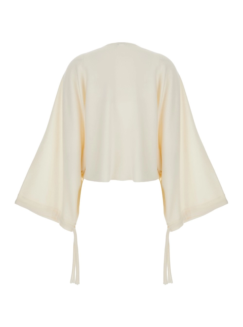 Max Mara Maglione 'Frais' con Scollo Rotondo e Maniche Ampie in Lana Bianco Donna, view 2