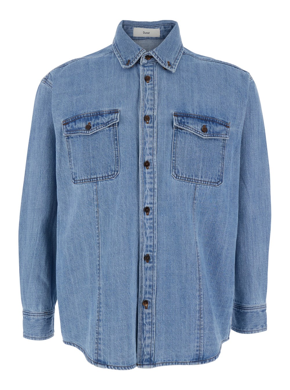 Dunst Giubbotto con Tasche Applicate sul Petto in Denim Azzurro Uomo