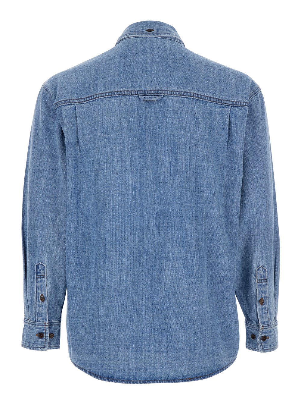 Dunst Giubbotto con Tasche Applicate sul Petto in Denim Azzurro Uomo, view 2