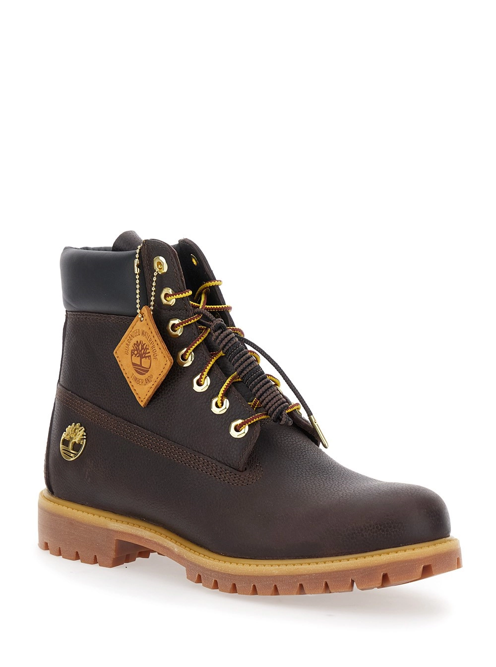 Timberland Anfibi con punta tonda e chiusura con lacci in pelle nubuck marroni uomo, view 2