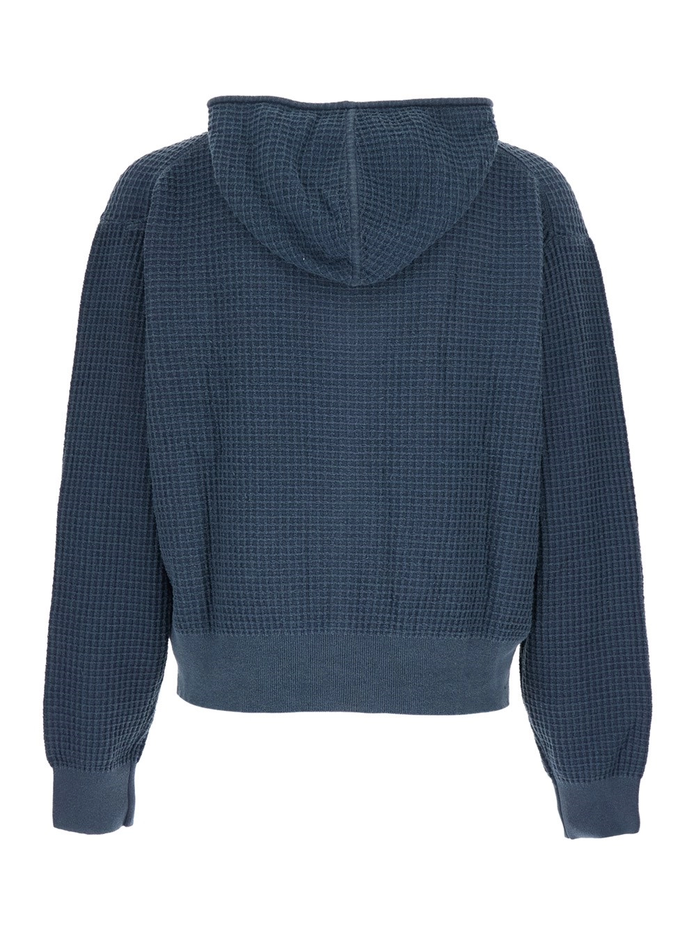 Coor Felpa con Cappuccio e Design in Maglia a Nido d'Ape in Cotone Blu Uomo, view 2
