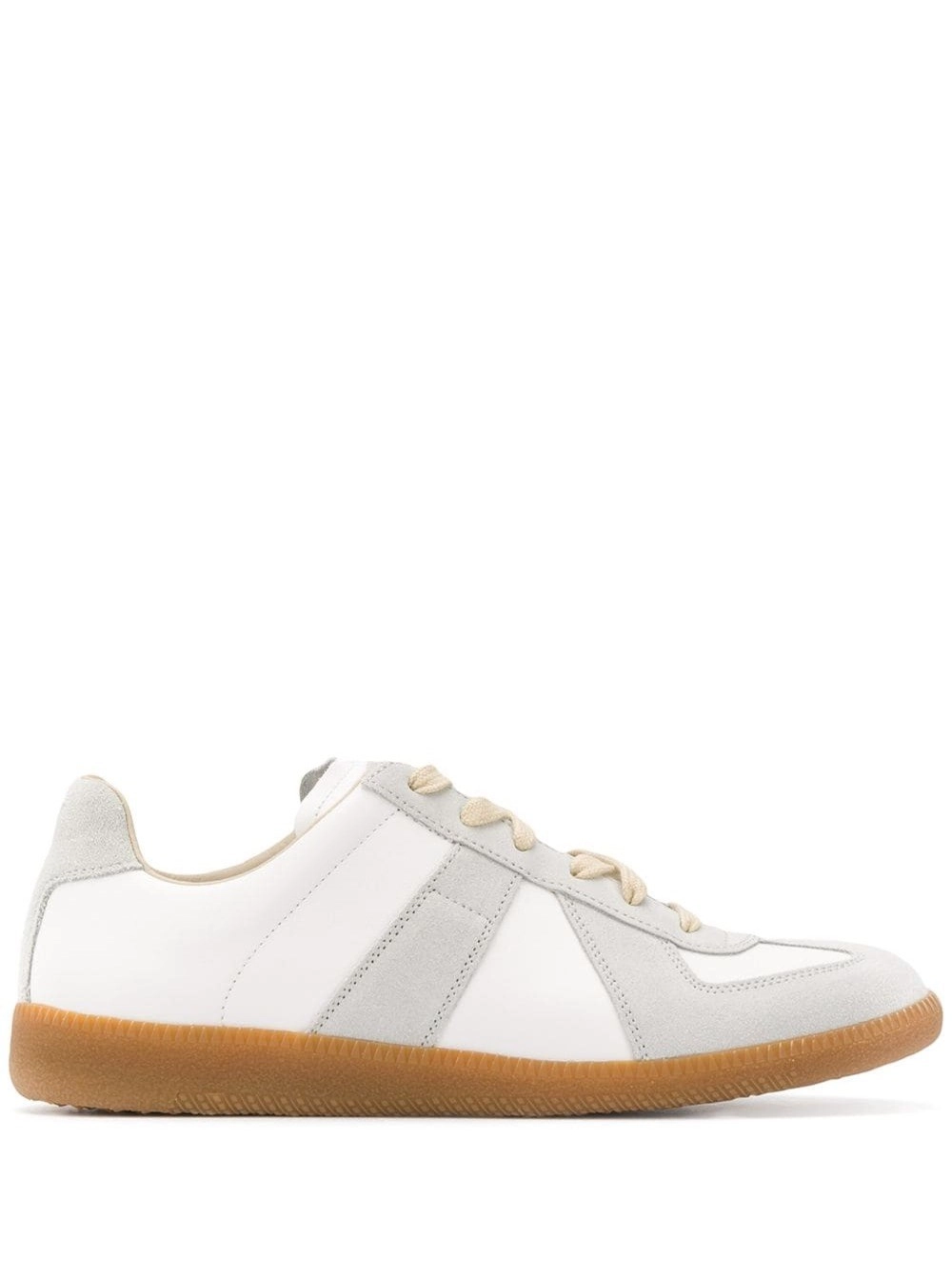 Maison Margiela Sneaker Replica in Pelle Bicolor con Disegno a Contrasto Bianco Donna