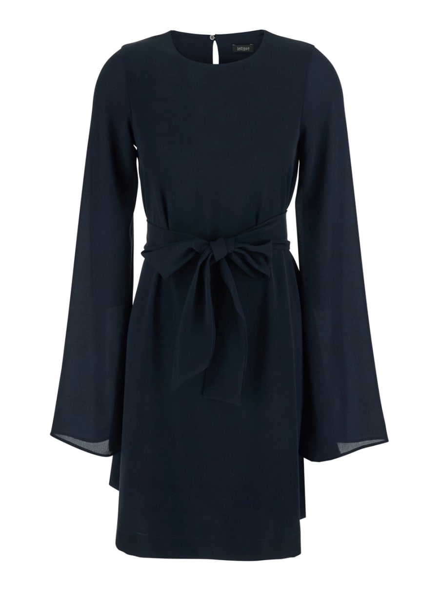 Leplain Abito corto con fiocco sul fronte e chiusura a goccia sul retro in cady blu donna