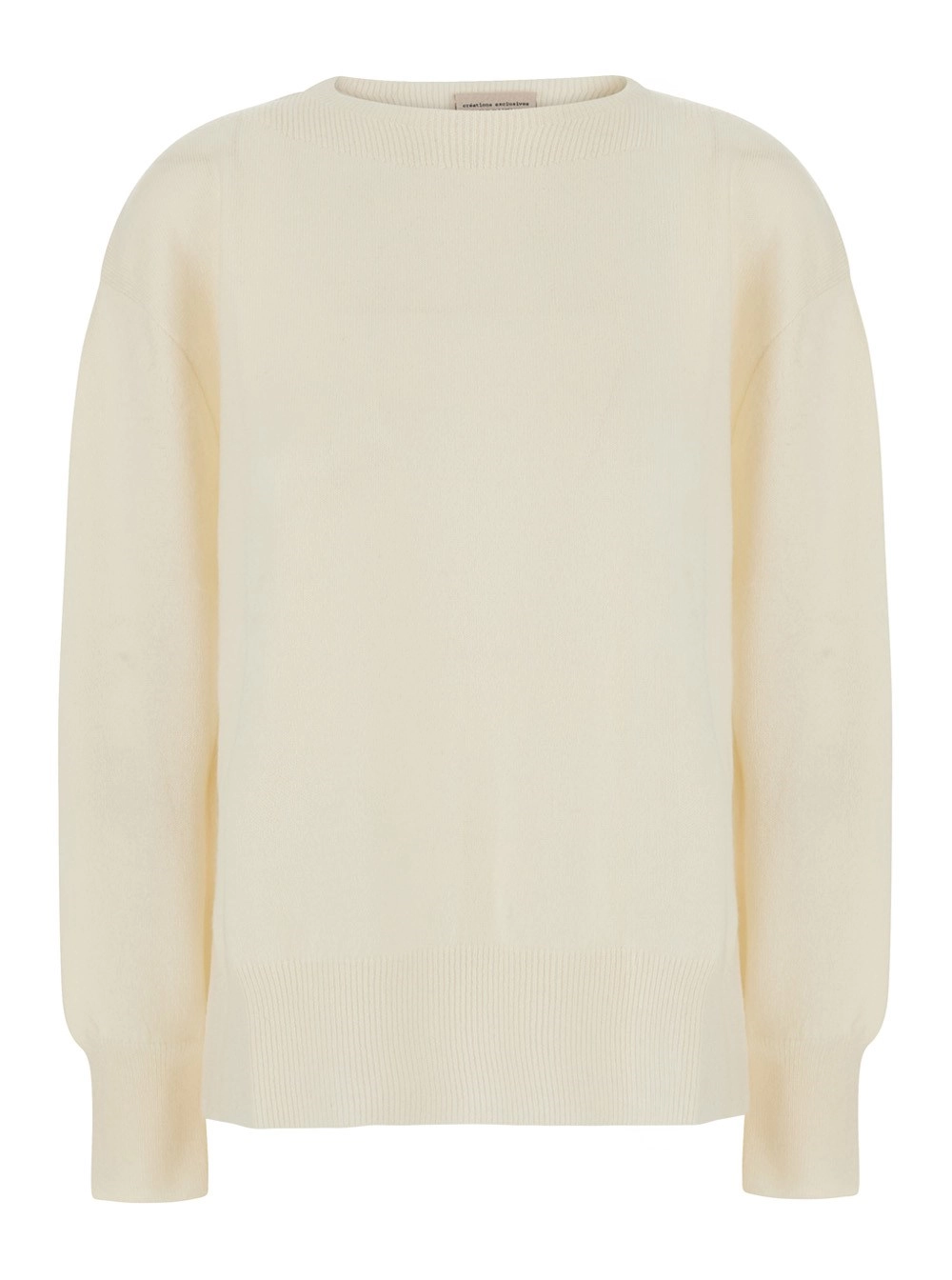 Semicouture Maglione 'CANDY' con collo rotondo e polsini con spacco in lana e Cashmere Bianco Donna