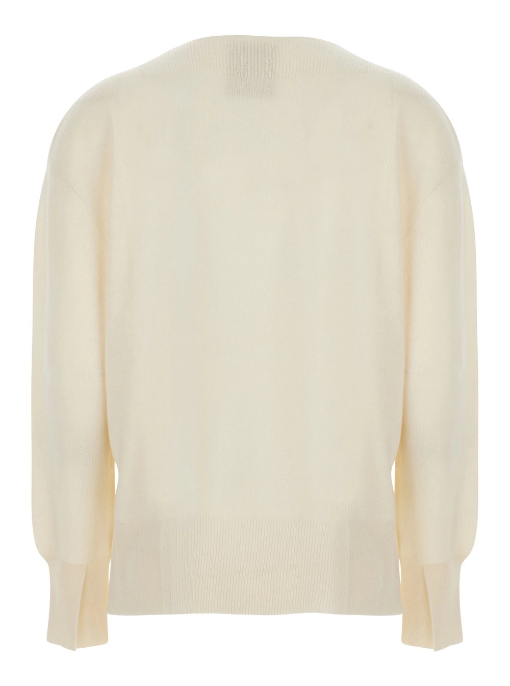 Semicouture Maglione 'CANDY' con collo rotondo e polsini con spacco in lana e Cashmere Bianco Donna, view 2