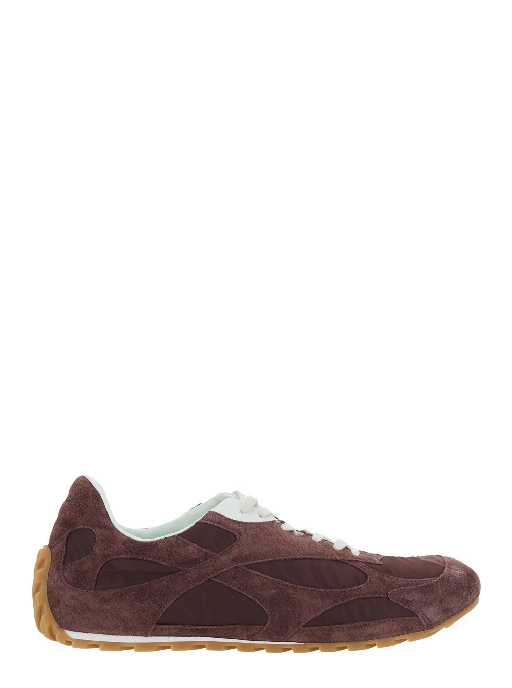 Bottega Veneta Sneaker 'Orbit Flash' Low Top con Suola in Gomma e Patch Logo sulla Linguetta in Pelle Scamosciata Bordeaux Uomo