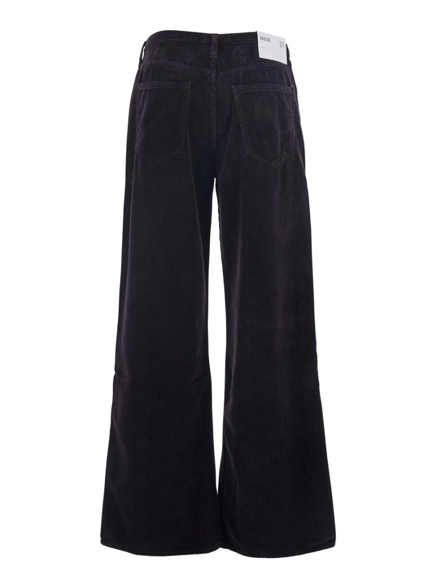 Agolde Pantalone 'Keira' con Gamba Ampia e Passanti per Cintura in Cotone a Coste Marrone Donna, view 2
