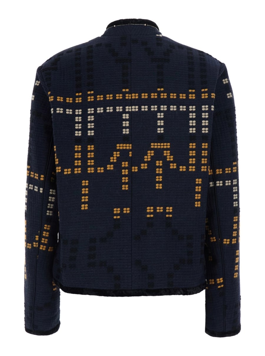 Forte_Forte Giacca 'Samarcanda' con ricamo geometrico con perline in misto cotone nera donna, view 2