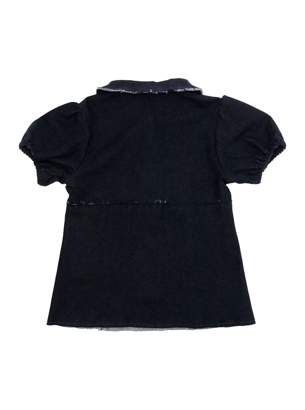 Marni kids Camicia con Colletto Peter Pan e Logo Lettering sul Fronte in Cotone Blu Bambina, view 2