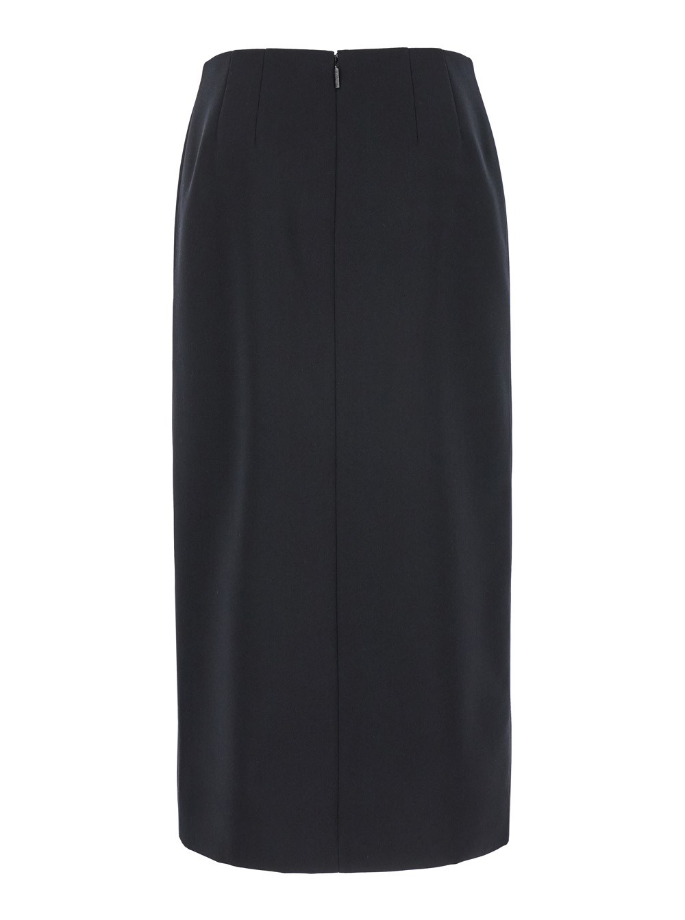 Valentino Gonna 'Grisaille' Midi con Spacchi Laterali in Lana Nera Donna, view 2