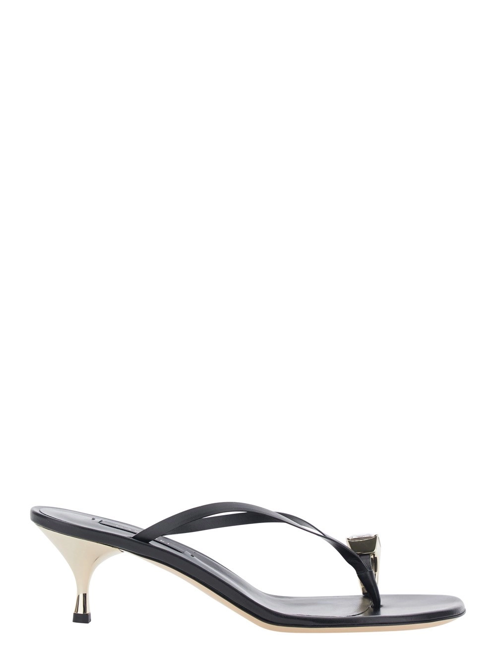 Casadei Sandali con Tacco 'Giulia' con Design Infradito e Tacco Medio in Pelle Neri Donna