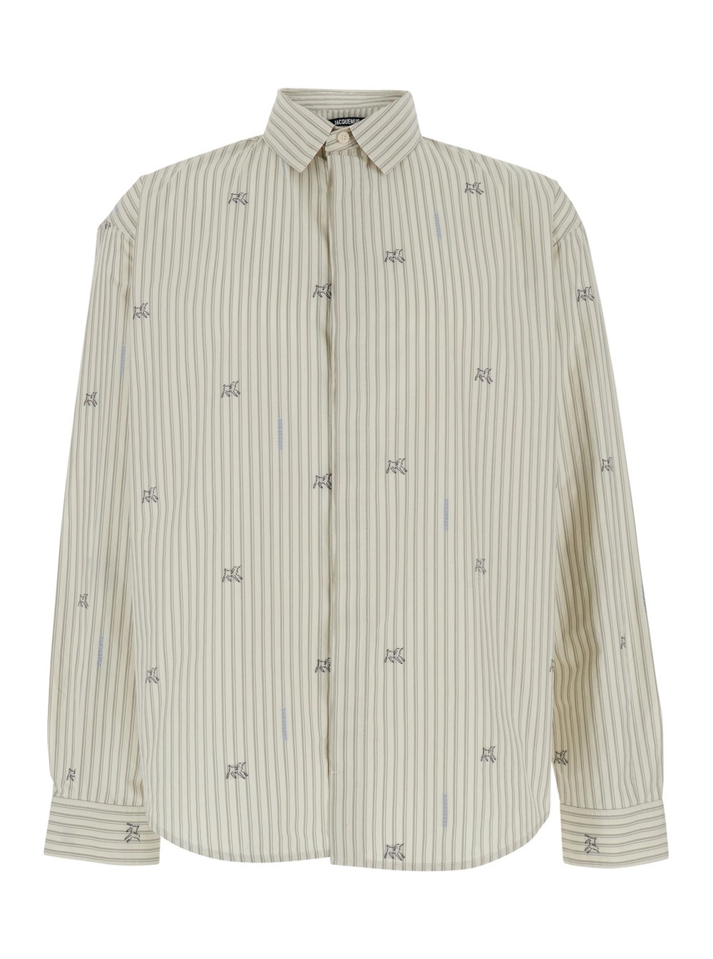 Jacquemus Camicia 'Simon' con Colletto classico e Maniche Lunghe in Cotone Beige Uomo