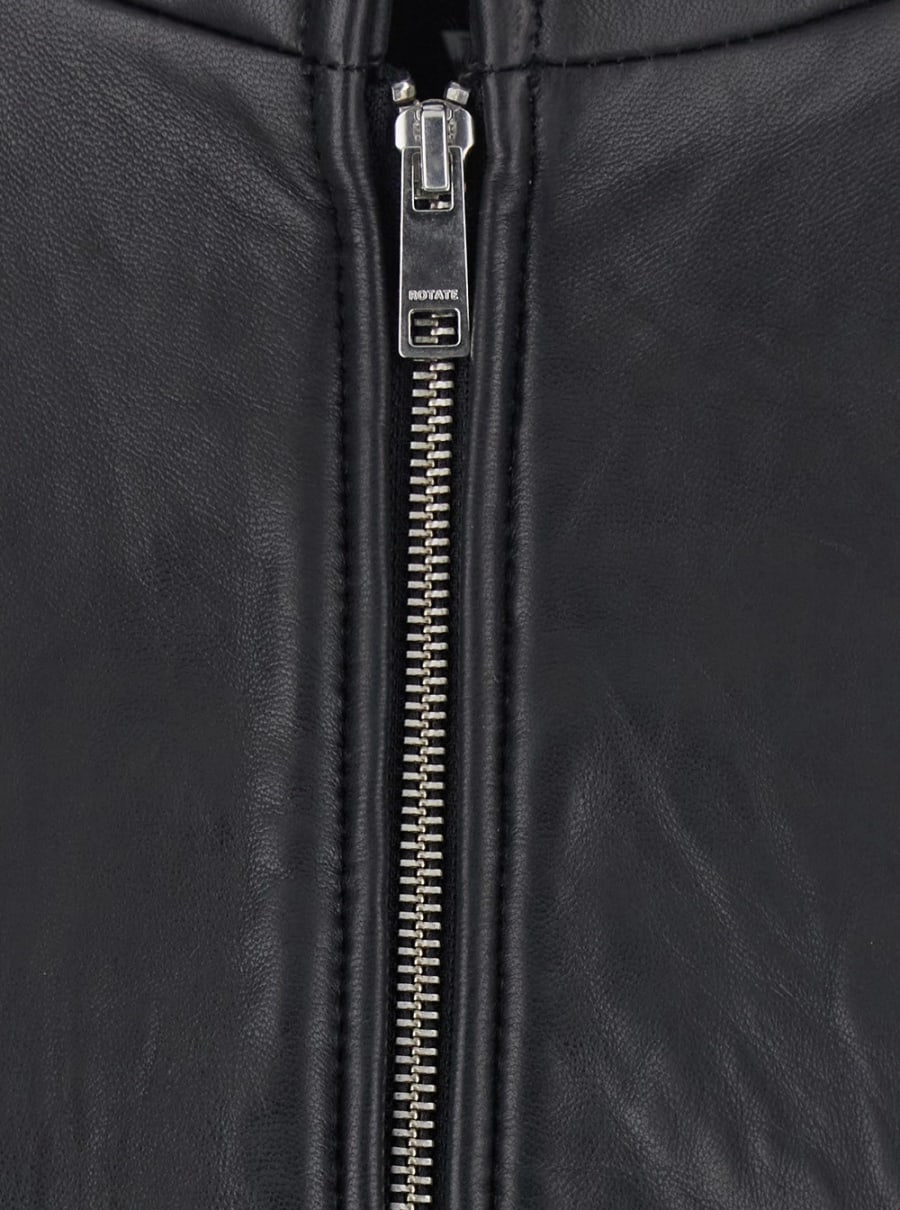 Rotate Giubbotto oversize con spalle scese e design boxy in pelle nero donna, view 3