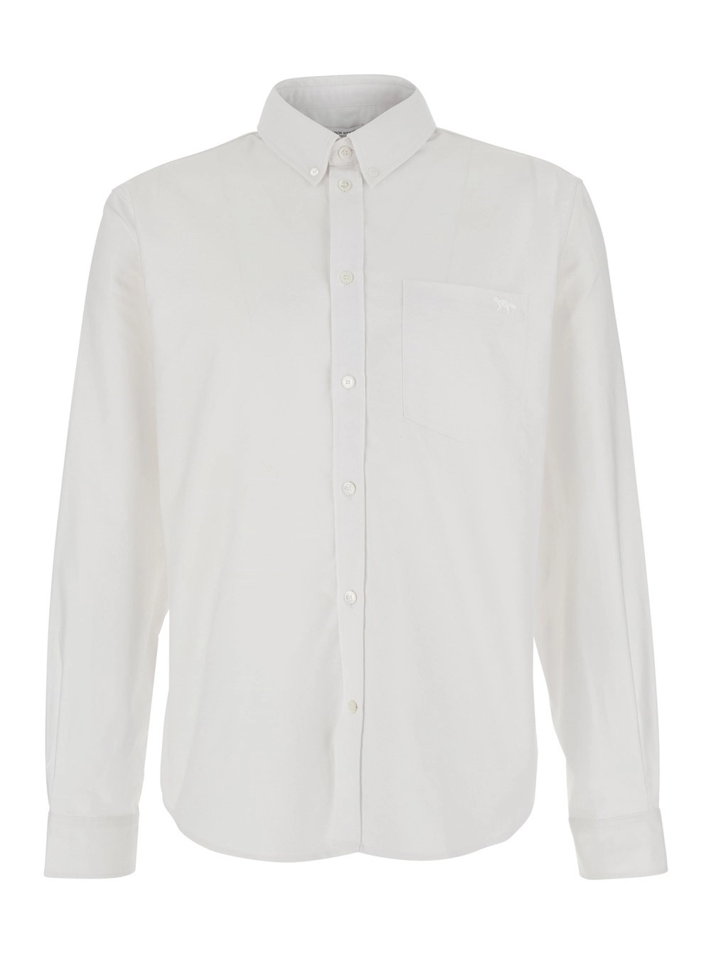 Maison kitsuné Camicia 'PROFILE FOX REGULAR SHIRT' con Collo Classico e Maniche Lunghe in Cotone Bianco Uomo