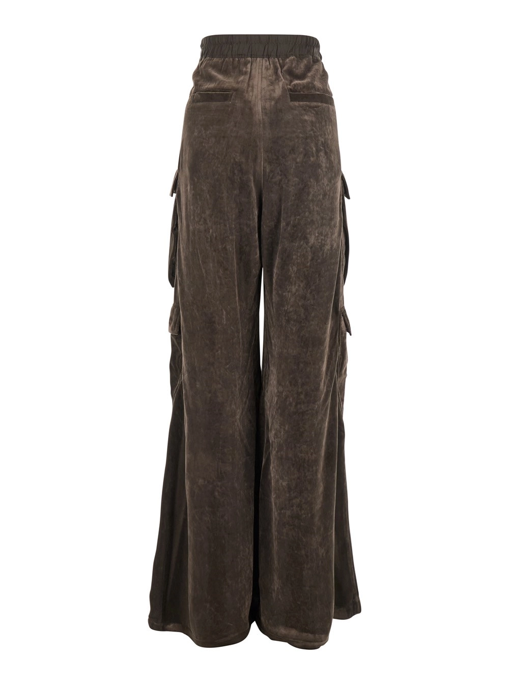 Rick Owens Pantalone 'Cargo Belas' con Vita con Coulisse e Tasche Cargo in Velluto Marrone Donna, view 2