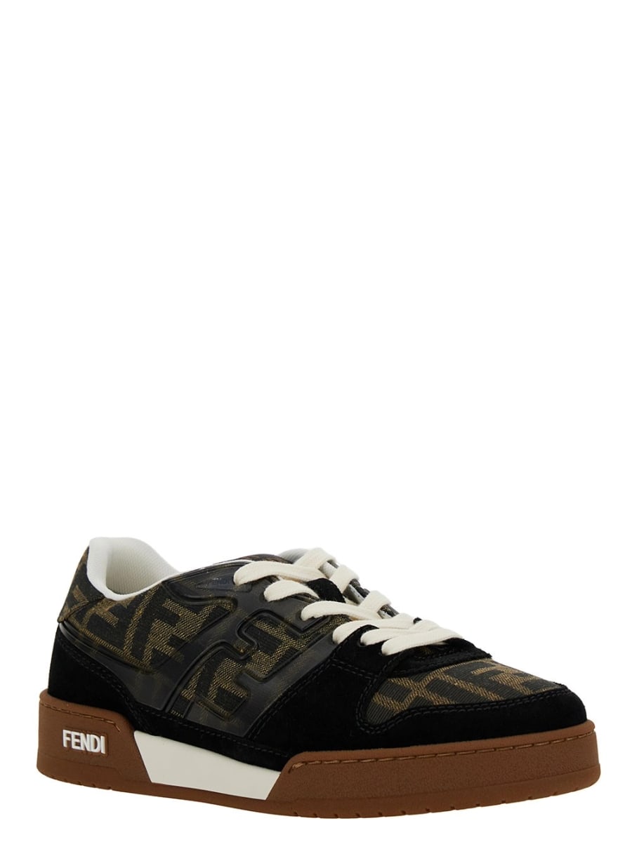 Fendi Sneaker Low Top 'Fendi Match' con Applicazione FF in Pelle Multicolor Donna, view 2