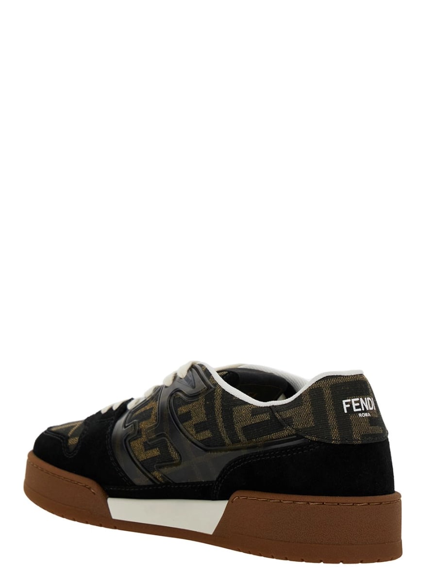 Fendi Sneaker Low Top 'Fendi Match' con Applicazione FF in Pelle Multicolor Donna, view 3
