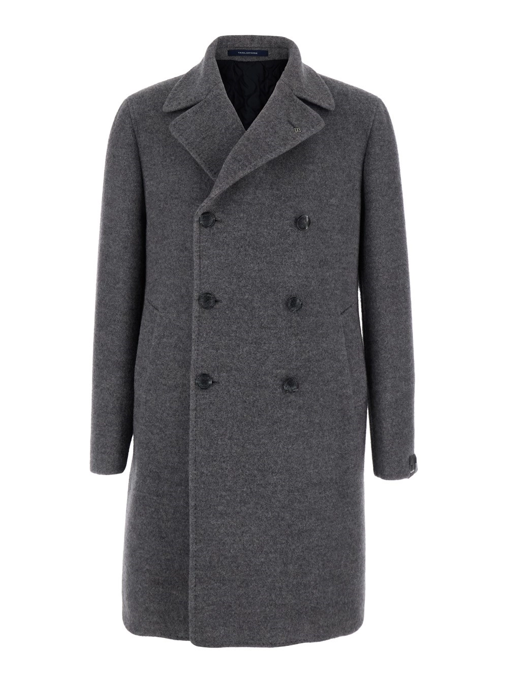 Tagliatore Cappotto 'Arden' Doppiopetto con Revers Classici in Lana e Cashmere Grigio Uomo