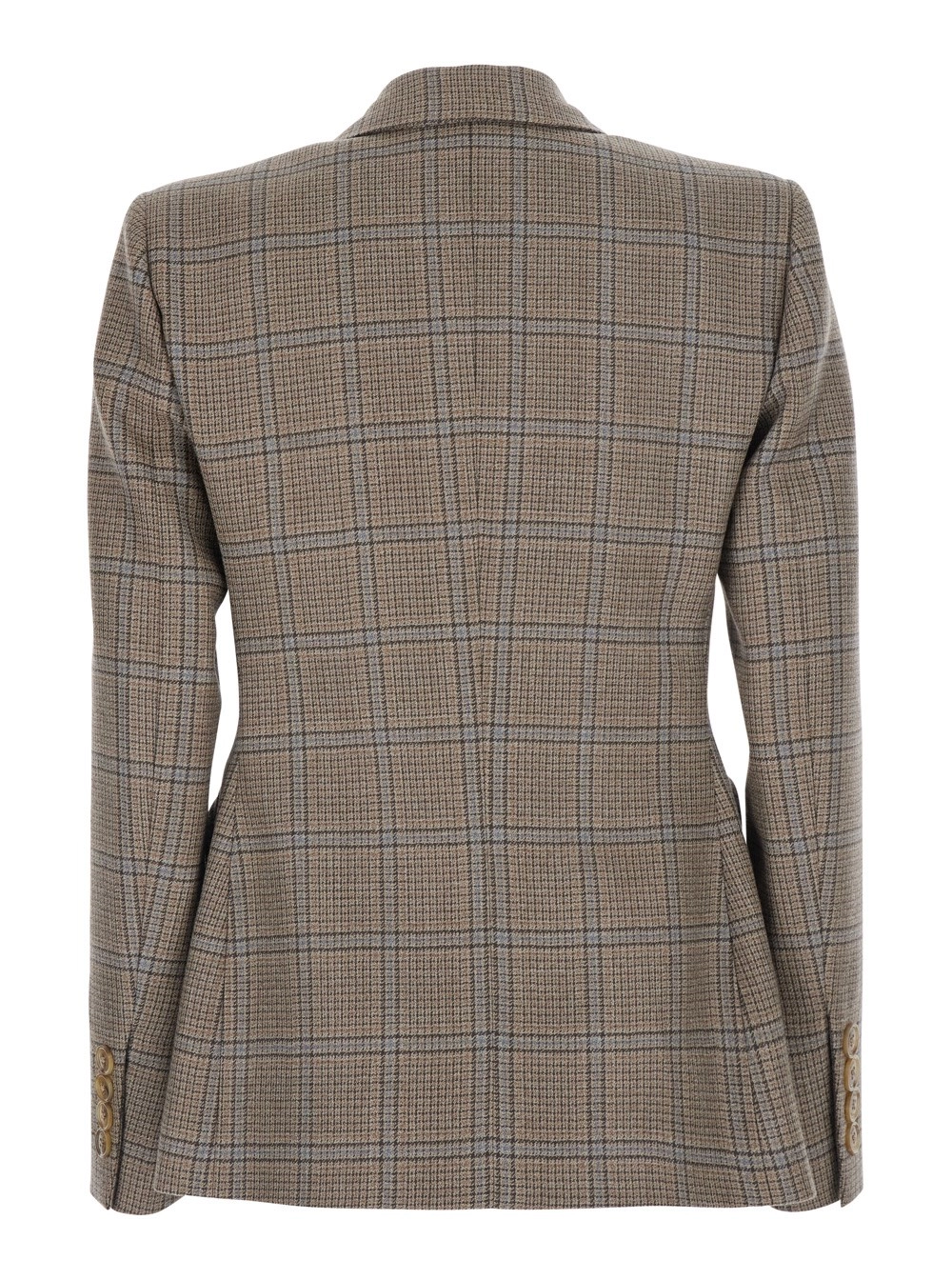 Blazé Milano Giacca Doppiopetto 'Saona' con Revers a Lancia e Motivo Check All-Over in Lana Beige Donna, view 2