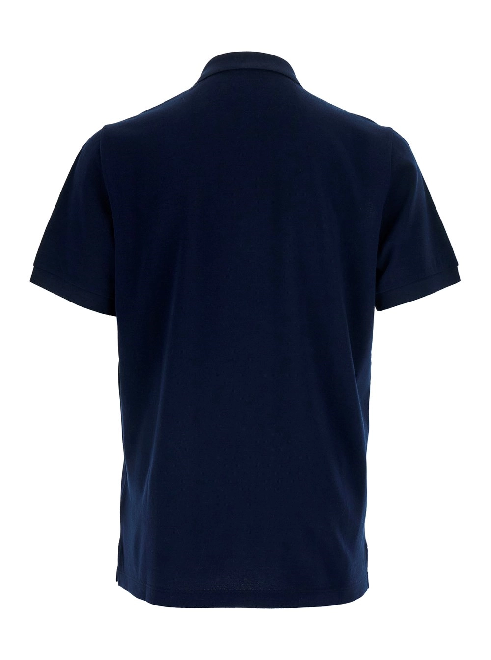 Fendi Polo con Colletto Classico e Logo sul Fronte in Cotone Blu Uomo, view 2