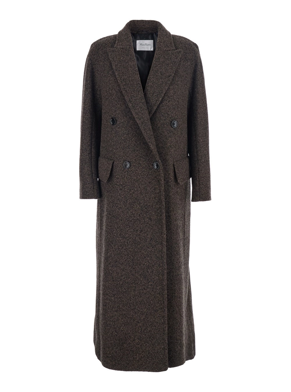 Max Mara Cappotto 'Arco' Doppiopetto con Revers a Lancia e Martingala in Lana e Cashmere Marrone Donna