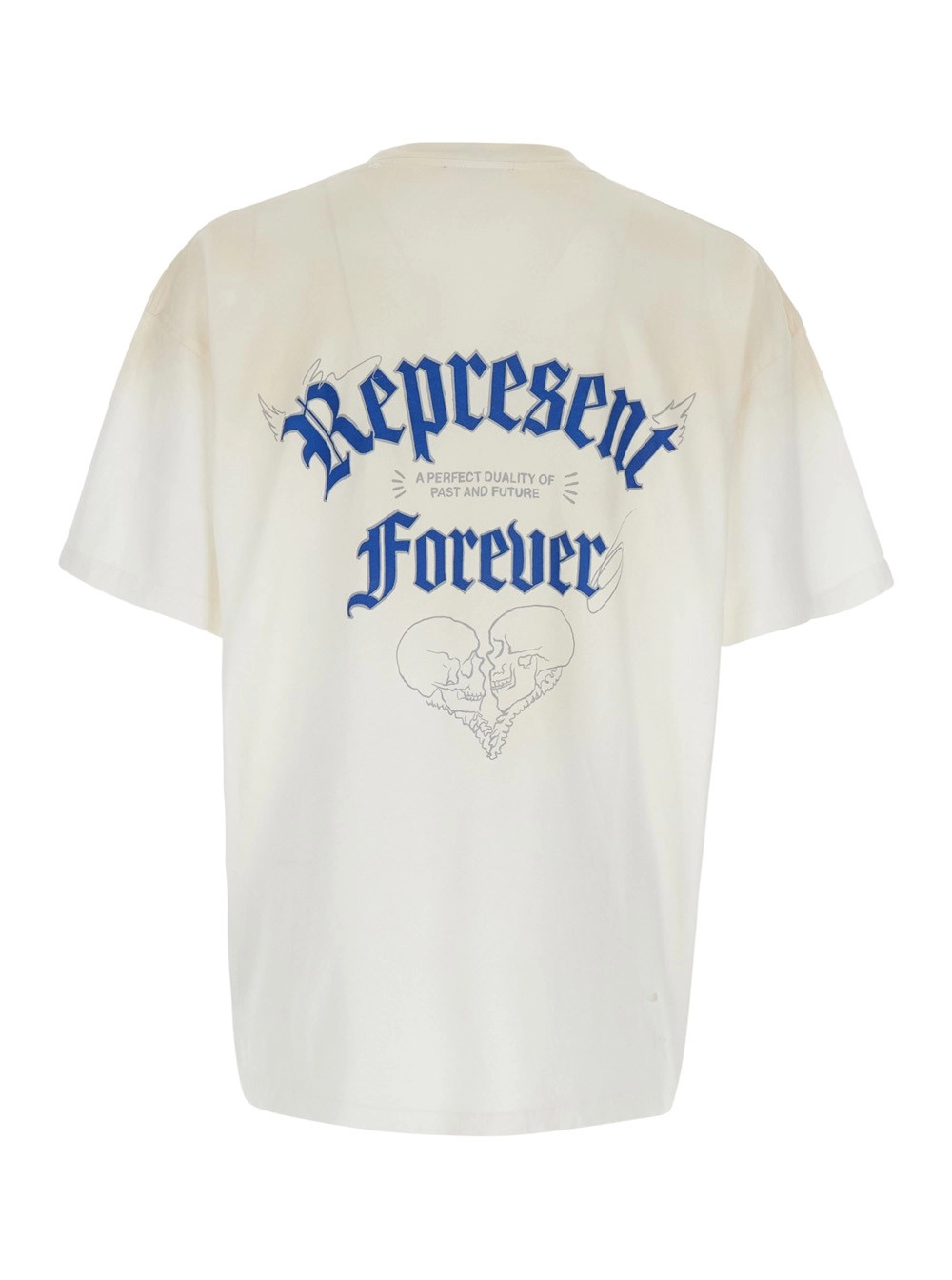 Represent T-Shirt 'Duality' Girocollo con Logo Lettering su Fronte e Retro in Cotone Bianca Uomo, view 2