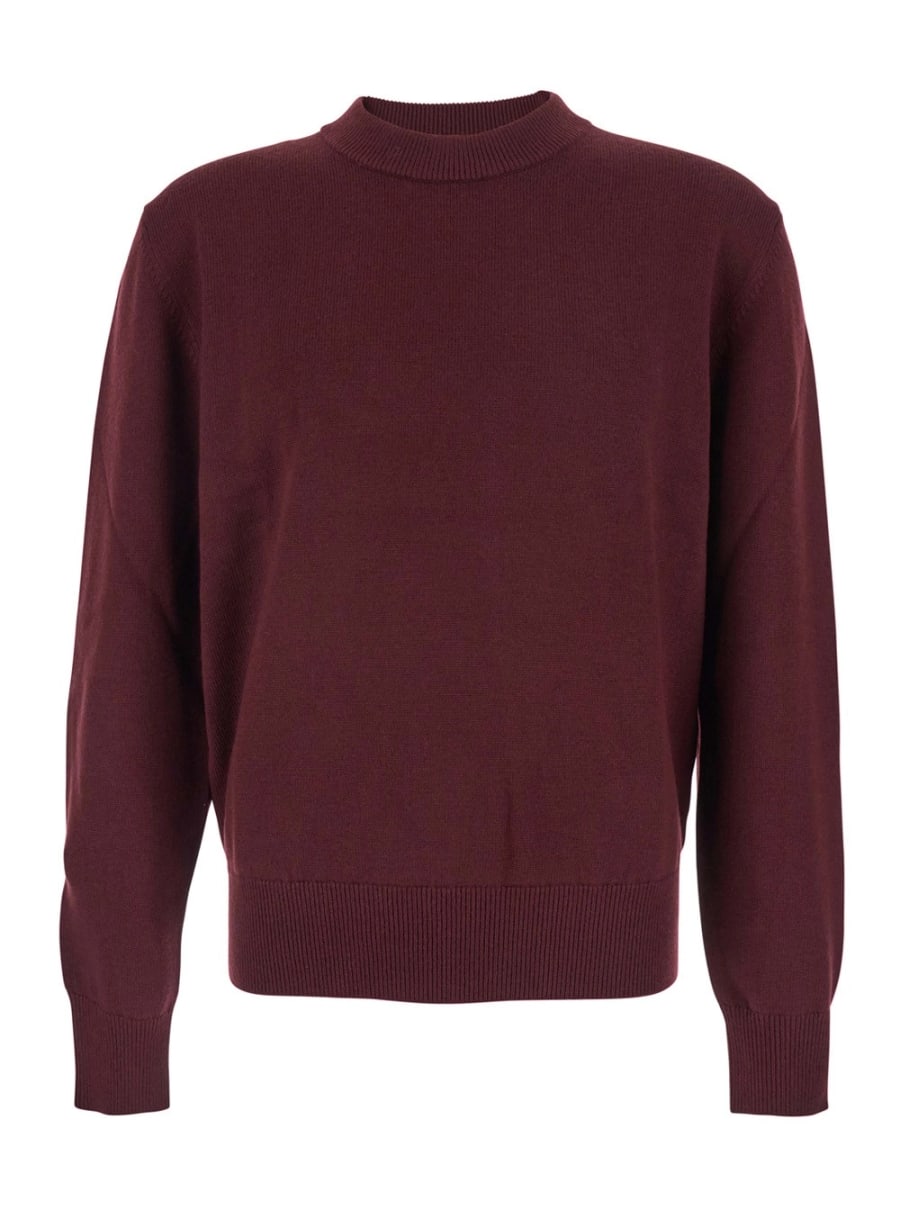 Sunflower Maglia Girocollo con Spalle Scese in Misto Lana Bordeaux Uomo