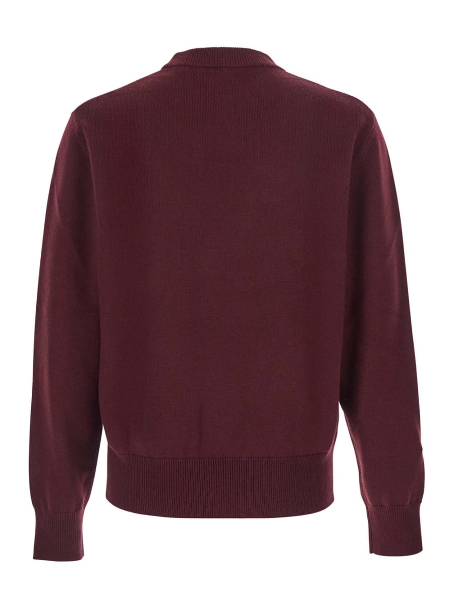 Sunflower Maglia Girocollo con Spalle Scese in Misto Lana Bordeaux Uomo, view 2